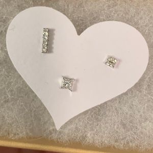 3 set earrings set(3 pairs) in silver